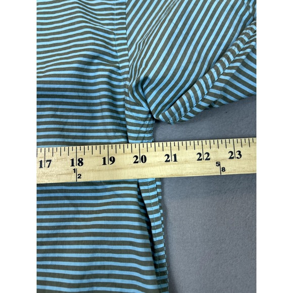 Kuhlman Shirt Mens 42 Button Front Casual Cotton Brown GreenBlue‎ Striped Turkey - Picture 10 of 14